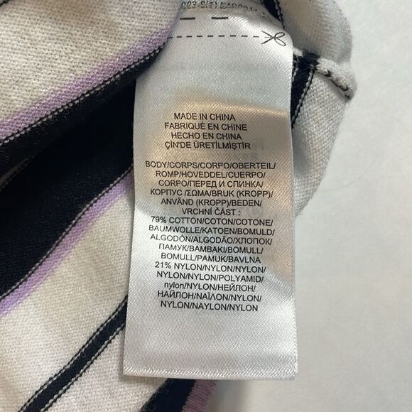 Ralph Lauren Women’s Purple and Black Striped Short Sleeve Sweater Preppy Size M - Picture 4 of 8